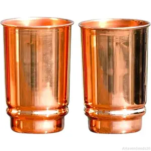 Pure Copper Tumblers for Drinking - Set of 2 Ayurvedic Copper Glasses |   11.83 Fl Oz Each |    for Home, Office, Travel, Hotel & GiftingAHavenGoods26