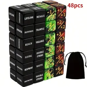 48pcs Mtg Counters Dice Set, Colorful Storage Bag Included, Magic Party Dice Collection Series, Card Game Accessories
