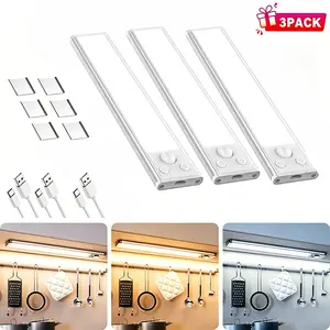 Closet Lights, Porch light, 3 Pack LED Rechargeable Under Cabinet Lighting Wireless, 3 Color Temps Under Cabinet Lights, Easy Installation，Dimmer Motion Sensor Light Indoor for Pantry, Christmas Decorations，Black Friday，Kitchen, Bedroom