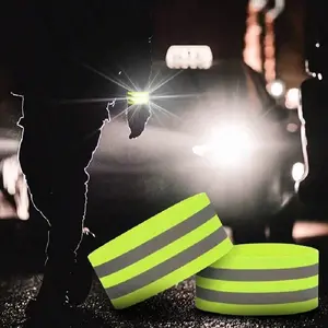High Visibility Reflective Bands, Nylon Mix Safety Arm Bands for Night Cycling Running Walking, Comfortable Buckle Loop, Max Visibility & Safety
