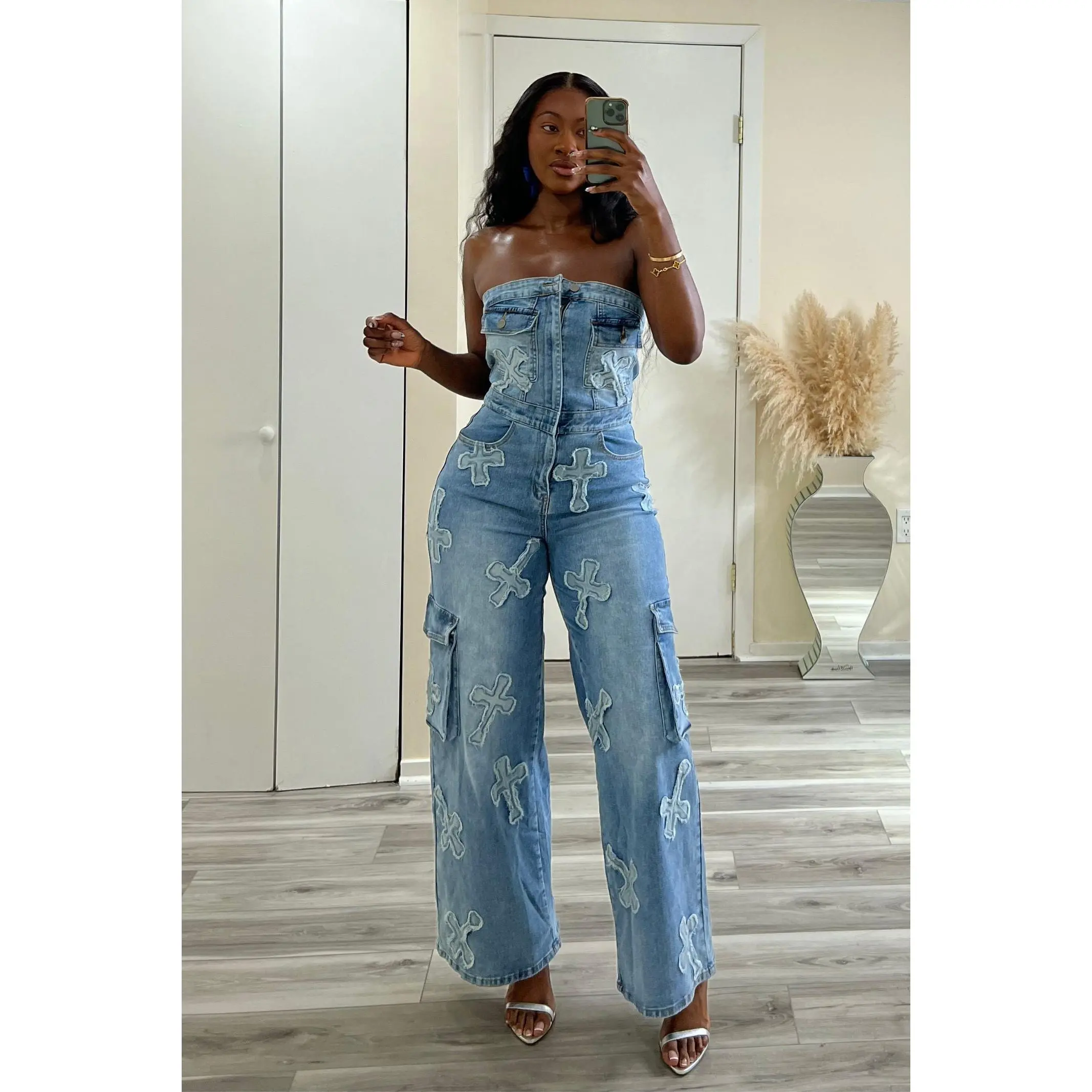 "CROSSING PATHS" DENIM JUMPSUIT