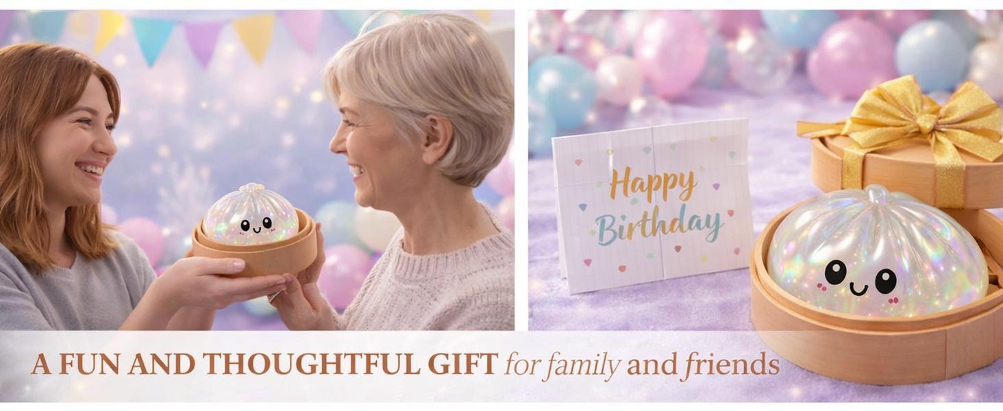 Glitter Dumpling Squishy, Glitter Dumpling Squeeze with Box, Dumplings Sensory Squeeze Toy for Stress Relief