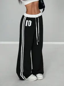 Women's Spring & Summer Numeric Print Waist Insert Casual Sports Streetwear Retro Long Sweatpants