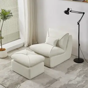 Compressed Lounge Chair with Ottoman - Upholstered Modern Sofa, Space-Saving for Small Spaces (Living Room/Bedroom/Studio), No-Tool Setup