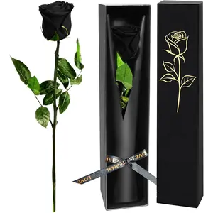 Black Single Forever Roses Luxury  for Women/Men,   Bouquet for Girlfriend, Wife, Mom, Anniversary, Valentine's Day, Wedding, Graduation, Christmas, Birthday,  Presents for Her