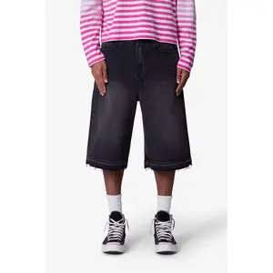 mnml Ultra Baggy Raw Hem Denim Shorts - Washed Black