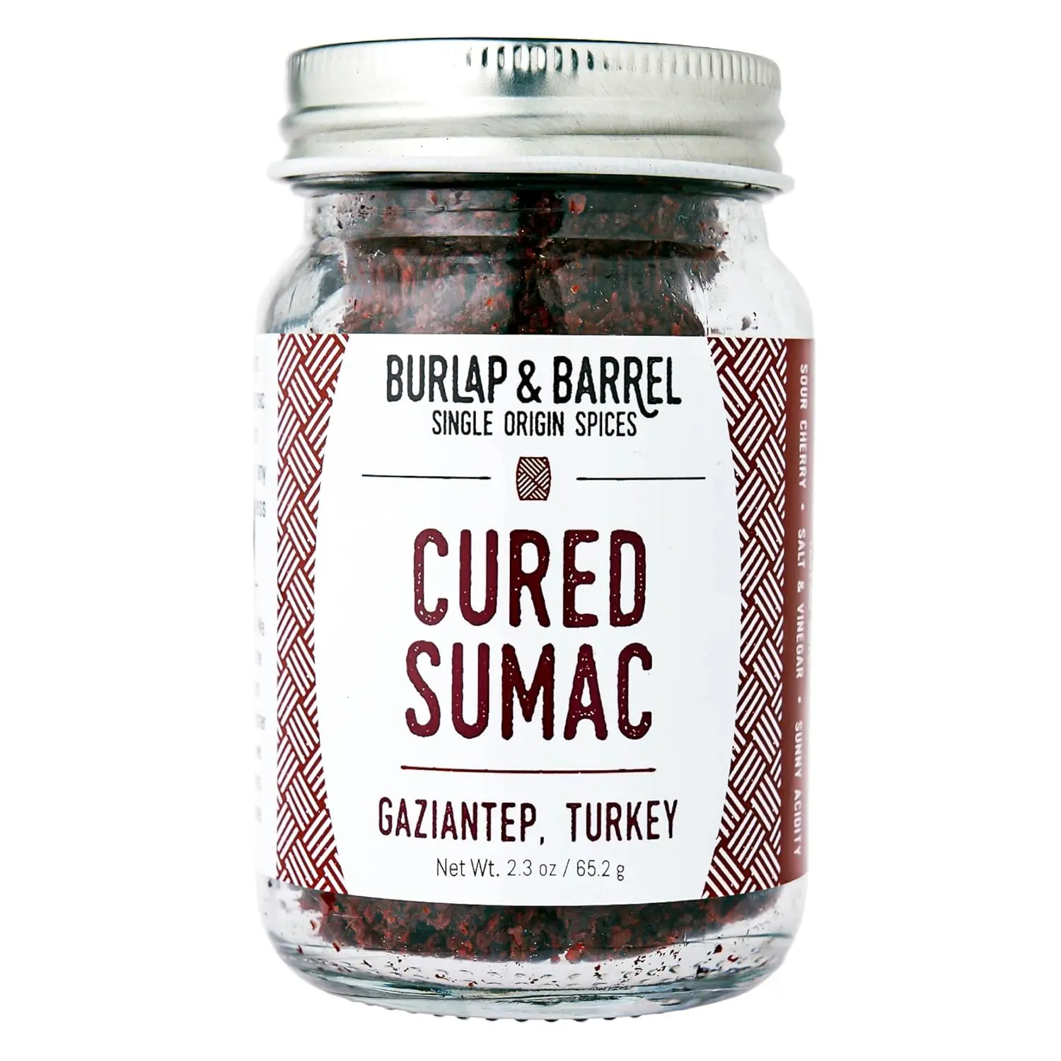 Burlap & Barrel Cured Sumac - As Seen On Shark Tank! - Bright, Sour, Salty & Slightly Fermented - Sumac Spice, Ground Sumac, Sumac Seasoning, Savory Tartness - Gift for Mom - 2.3oz Glass Jar