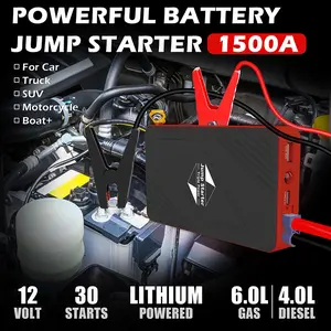 1500A 12V Car Jump Starter | Portable Power Bank & Emergency Flashlight | For Cars, Trucks, SUVs, Motorcycles & Boats
