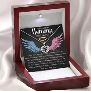 Pregnancy Loss Necklace, Memorial Gift, Baby Loss, Ectopic Miscarriage Keepsake Gift From Baby Angel, Stillborn, Sympathy, Infant Loss Gifts.Projection Heart Wing Necklace(316L stainless steel).