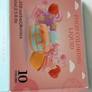 Edible Colors 10 set Food Liquid, Food Grade Cake Kit for Halloween,Fondant,Cookies, Ice Cream,Dessert Decorating DIY Kit-0.25 Fl. Nata Bake Baking