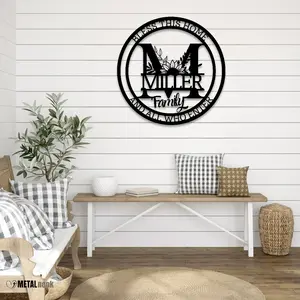 Bless This Home Monogram Family Metal Sign