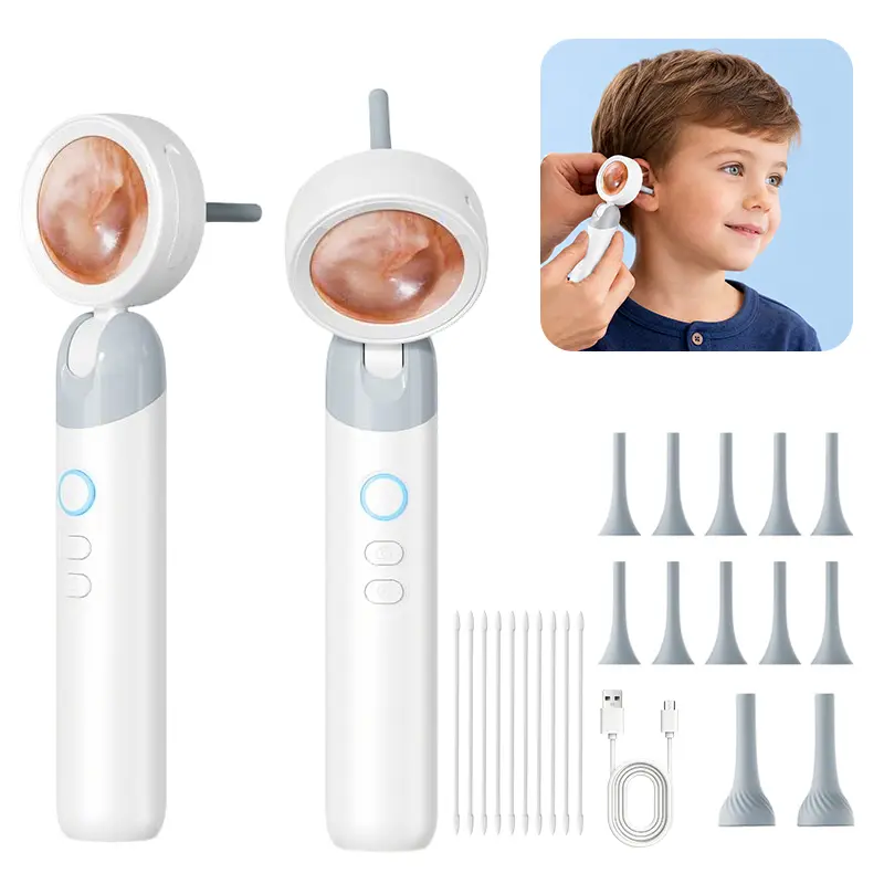 Highly practical ear mirror with 1080P HD camera and 4LED lights, 1.38-inch IPS display ear mirror, featuring afoldable inspection head, helps remove earwax, suitablefor adults, pets, etc., a must-have for home use and idealfor gifting