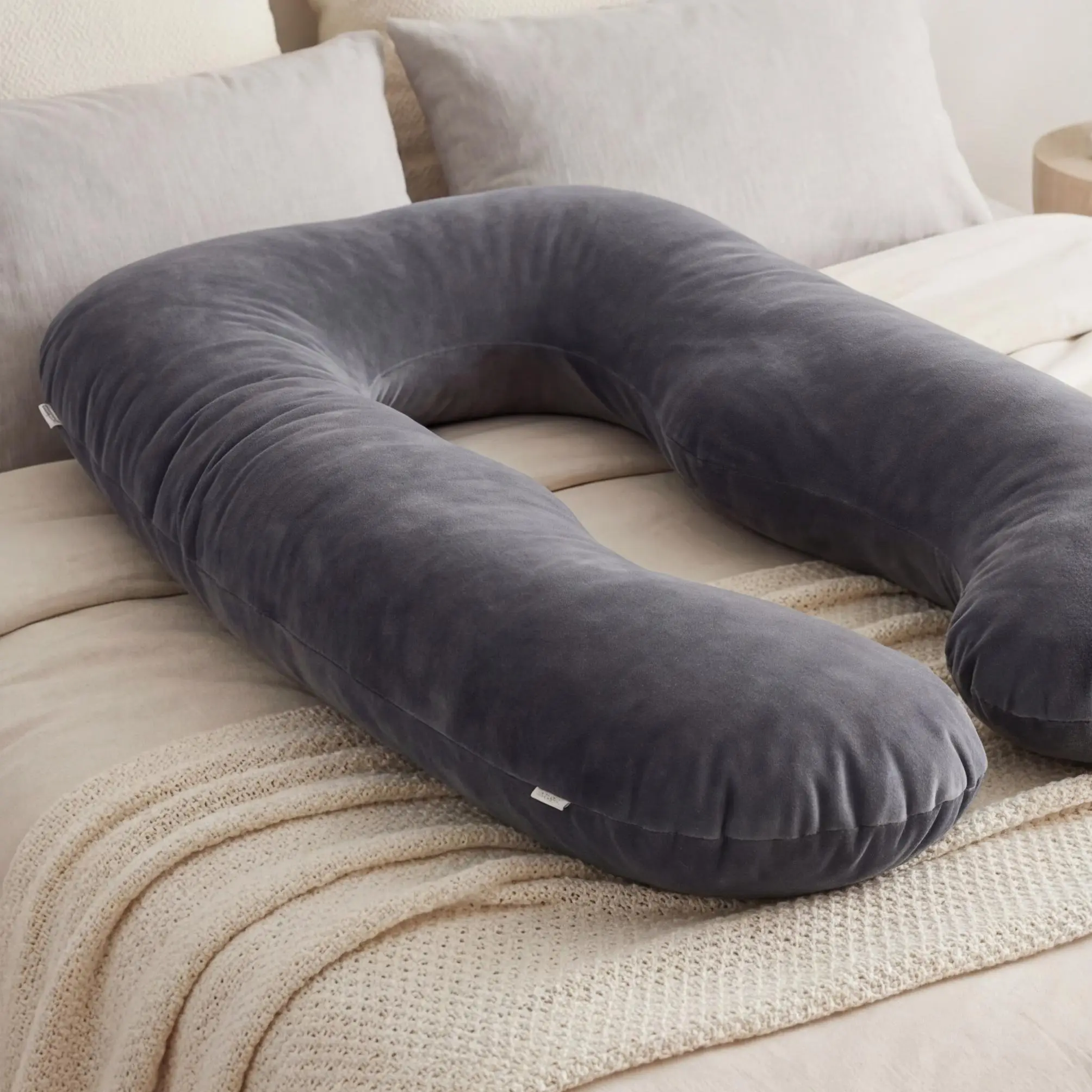 60-Inch Ergonomic Pregnancy Pillow – g-Shaped Full Body Maternity Cushion with Removable Cover – Dark Grey Pillow for Sleeping Comfort and Back, Belly & Hip Support
