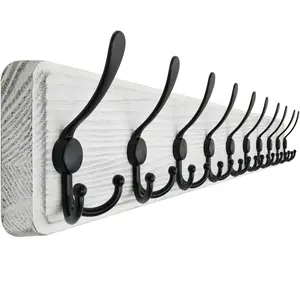 SKOLOO Rustic Large Wall Mounted Coat Rack-38.6'' Long Coat Rack for Wall, Pine Solid Wood Wall Coat Rack Hook, Farmhouse Coat Hanger Wall Mount for Hanging Backpack Jacket Coat Hat