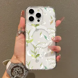 Soft Girl Magnetic Case for iPhone11/12/13/14/15/16/17/promax, Ghost Lily of the Valley Pattern Lightweight, Drop-Proof, MagSafe Compatible | Perfect for Teen Girls