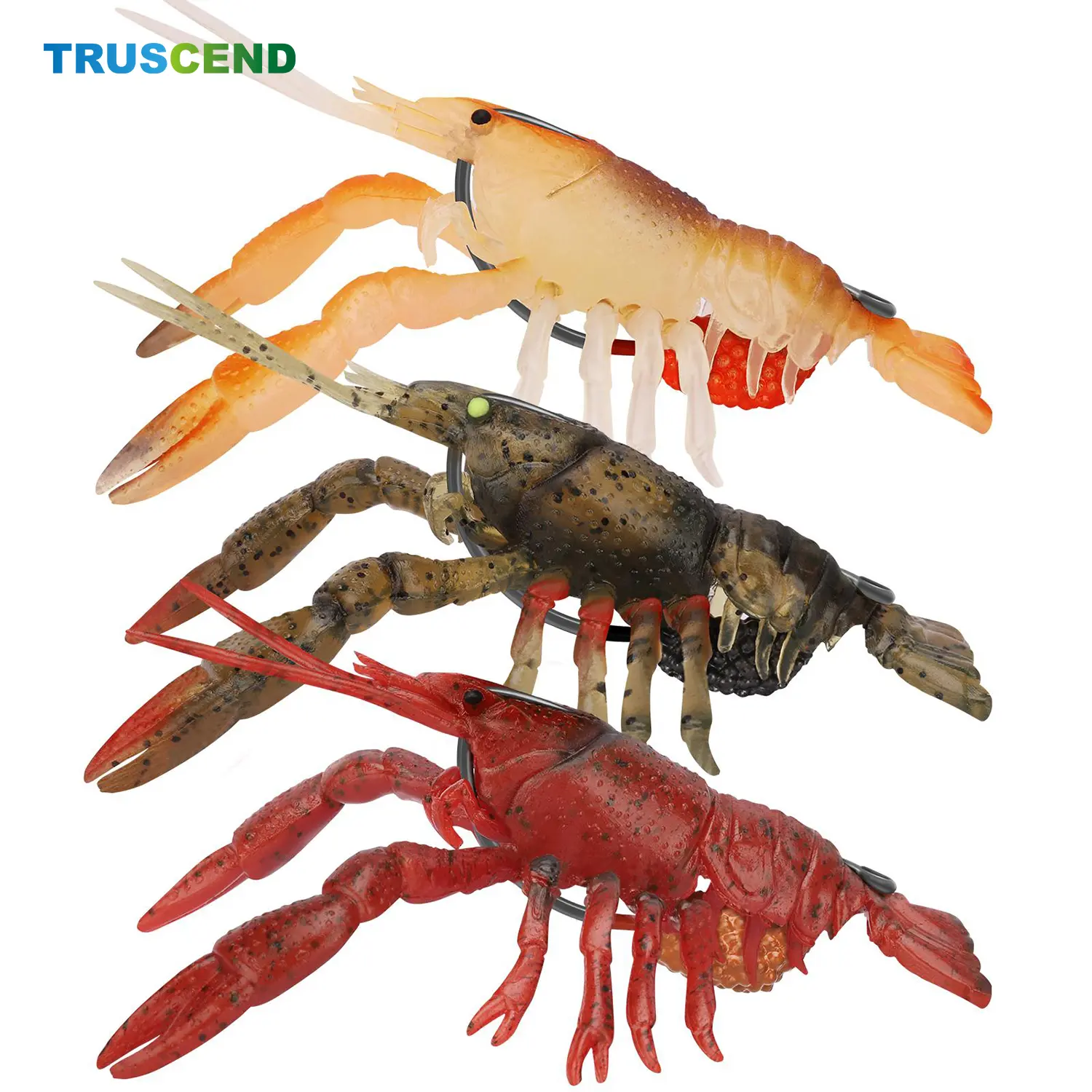 TRUSCEND Easy Catch Pre-Rigged Soft Fishing Lure Set, Durable TPE Artificial Lures, Weedless Lifelike Shrimp TRUSCEND Easy Catch Pre-Rigged Soft Fishing Lure Set, Durable TPE Artificial Lures, Weedless Lifelike Shrimp