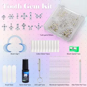 Novani Y2K Fashion 260 Pieces Crystal Tooth Gem Kit Sweet Smile DIY Teeth Kit  Butterfly Heart Star Flower ToothGems Modern Mood Body Jewelry Accessory