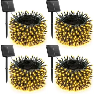 4 Pack Solar String Lights for Outside, 184Ft 480 LED Solar Lights Outdoor Waterproof with 8 Modes, Solar Outdoor String Light for Patio Yard Tree Garden Party Decorations, Warm White