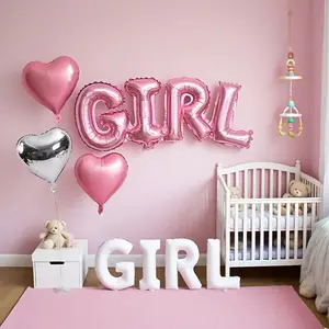 5 sets of pink aluminum foil love balloons, including letter balloons and silver pink love balloons. Very suitable for holiday decorations, pink themed celebrations, welcome parties, and birthday events