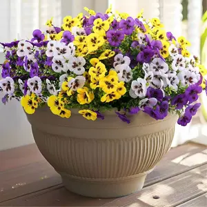Artificial Violet, Yellow, and Pansies | Decorative Flowers Artificial Flower Set Suitable for Outdoor and Indoor Decor, Ideal for Home, Office, Hotel, Wedding, and Seasonal Celebrations Decorations