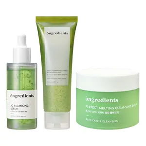 Ongredients Skincare Deep Care Trio Set - AC Balancing Serum 50ml, Deep Foaming Cleanser 120ml, Perfect Melting Cleansing Balm 100ml for Oily & Combination Skin