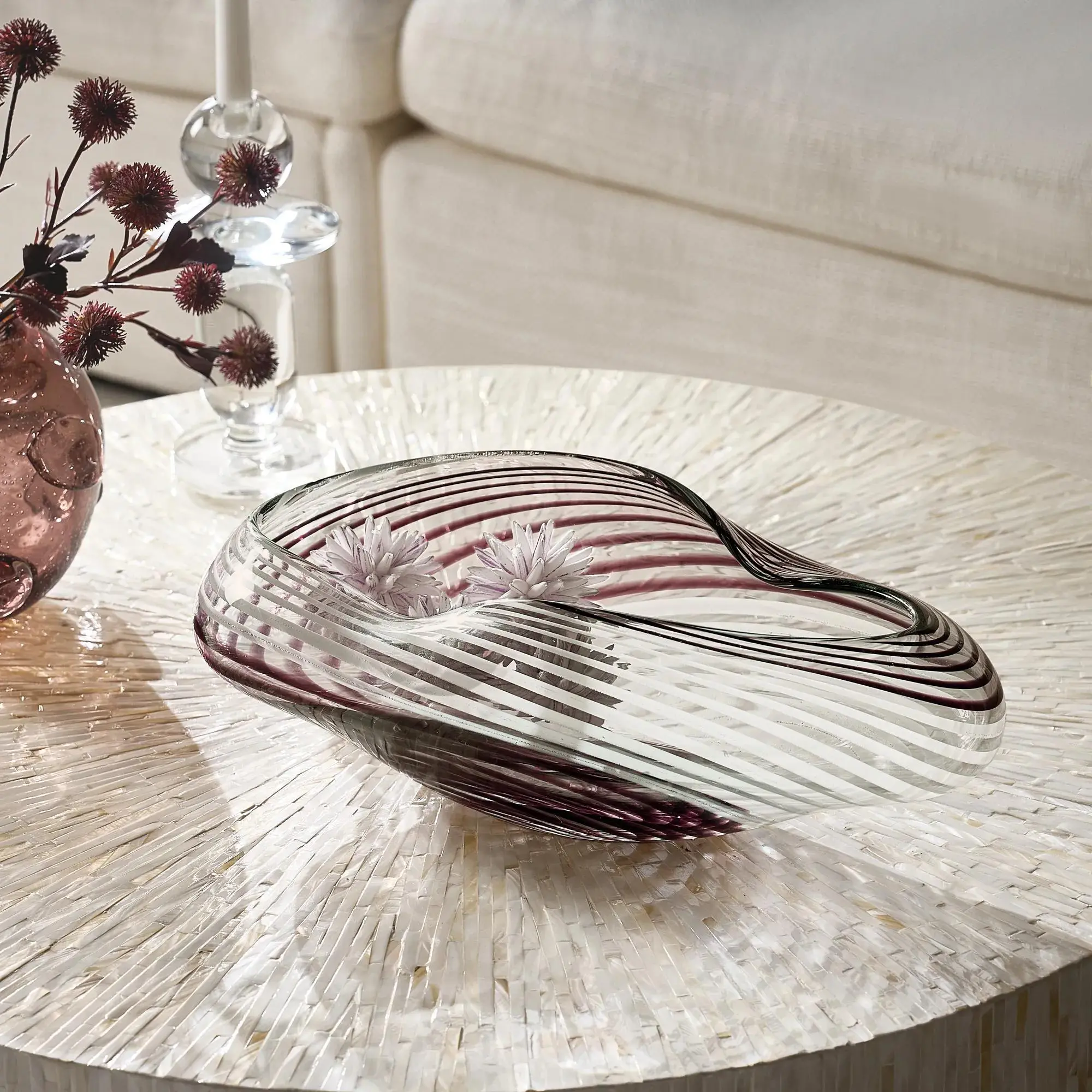 Z Gallerie Optic Glass Bowl, Tableware with Charcoal Accent