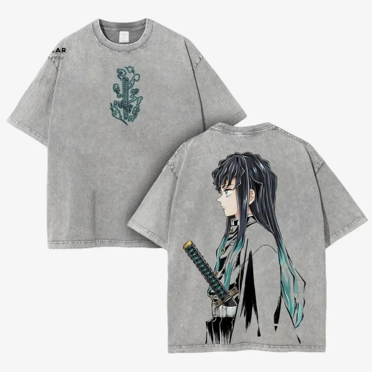 Tokito Muichiro Oversized Tee – Demon Slayer Infinity Castle Arc Anime Graphic Shirt, Vintage Acid Washed Soft Cotton T-Shirt, Muichiro Streetwear, Casual Unisex Manga Apparel, Anime Fan Gift, Mist Hashira Aesthetic Top A2X
