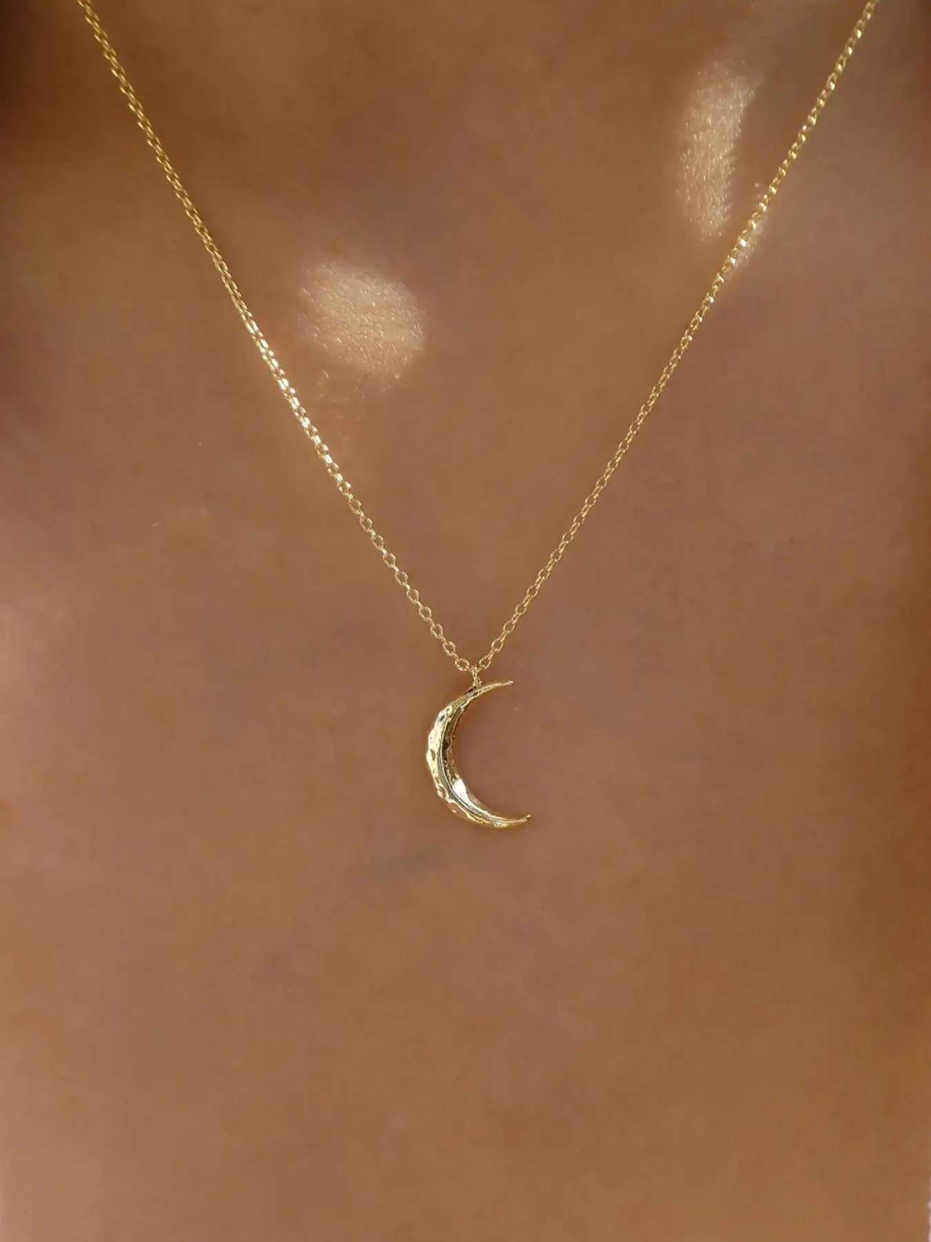 Elegant Plain Moon Pendant Necklace for Women, Trendy Clavicle Chain Necklace, Fashionable Stainless Steel Jewelry Accessories, Holiday Birthday Gift