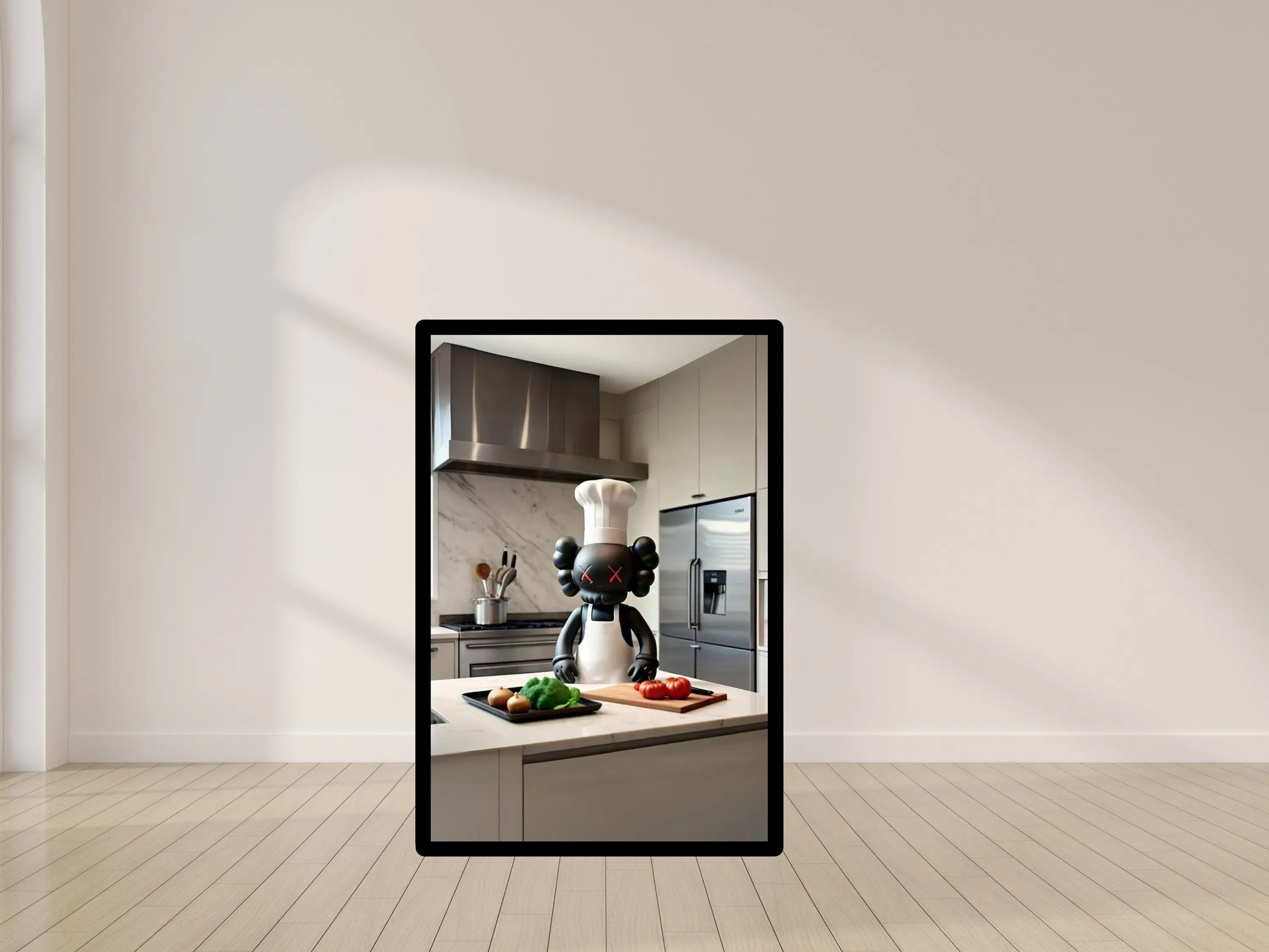 Black Kaws Kitchen Chef Poster, Kaws Kitchen Decor, Kitchen Wall Decor Matte Ornaments