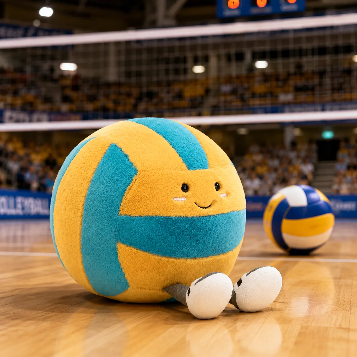 Jellycat Volleyball Plush – Cute Yellow & Blue Sports Stuffed Toy, Soft Cuddly Volleyball, Gift for Volleyball Lovers & Teens