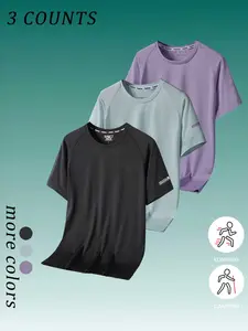 3-Piece Summer Women's Outdoor Quick-Dry Short Sleeve Running Sports Lightweight Breathable Training Top T-Shirt Yoga Wear