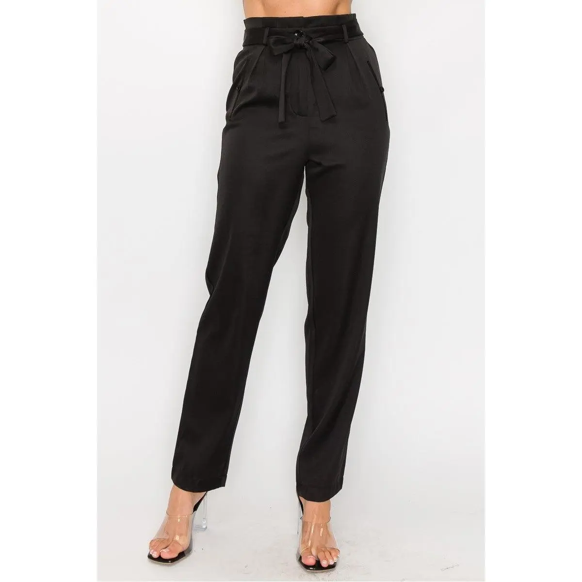 High-rise Belted Paperbag Pants
