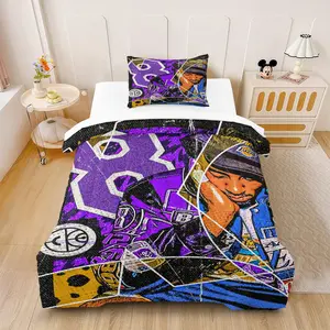 2/3 Pieces of Trendy Basketball Style theme bedding, Soft and Comfortable Polyester Quilt Set, the Overall Style of the Street Trend, Full of Basketball Culture Personality Atmosphere, Suitable for all Seasons, Soft bedding sets
