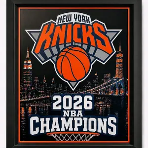 New York Knicks 2026 NBA Champions Framed 3D Printed Wall Art - 8x10 in, Christmas Waterproof Artistic Home Decor Poster Print, Ideal Gift
