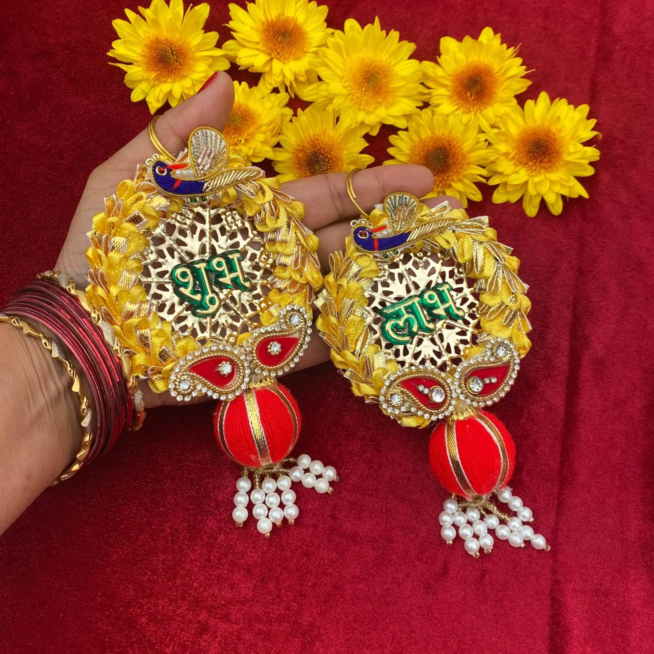 Shubh Labh Meenakari Hangings | Vibrant Rangoli Décor for Diwali, Pooja, Weddings | Beautiful, Handcrafted Elegance | Cherished Gift
