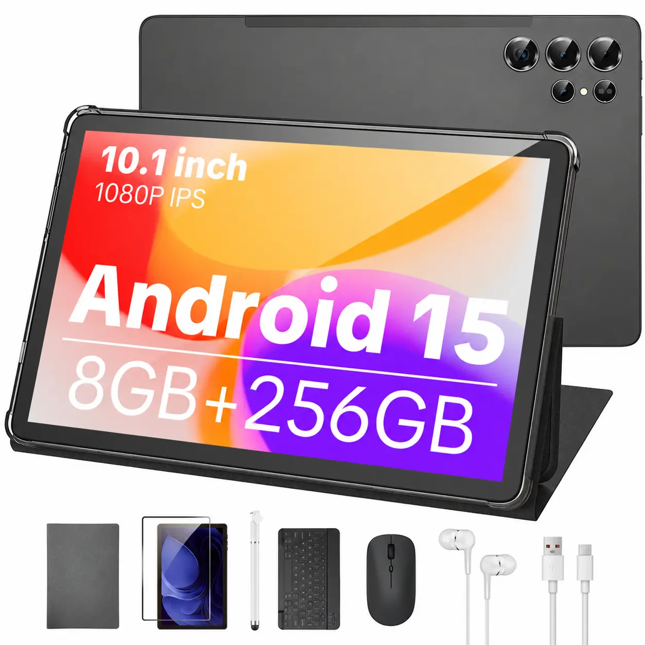 W&O 2026 Touchscreen Android 15 Tablet - 11-in HD Display, 12GB(6+
