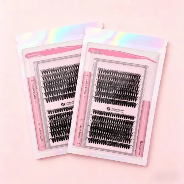 DIY Lash Extension Kit with Bond, Seal & Remover, 30D-40D Mixed Length Eyelash Clusters - Salon-Soft & Reusable for an All-Eye Shape Fit