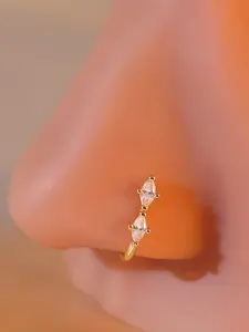 Synthetic Zircon Inlaid Nose Ring, Elegant Style Nose Ring for Men & Women, Trendy All-match & Exquisite Jewelry for Birthday Gift, Marquise Cut CZ