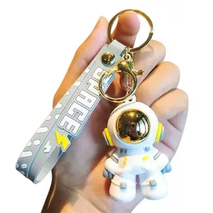 GalaxyGuard Pink Astronaut Keychain with Gold Ring and White Astronaut Figure for Key Accessory