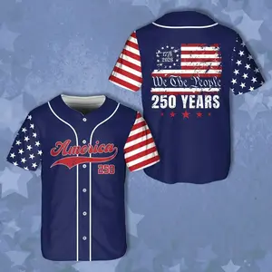 America 250 Years Baseball Jersey, We The People 1776-2026 USA Flag Jersey, Patriotic 4th Of July Jersey, USA Semiquincentennial Gift