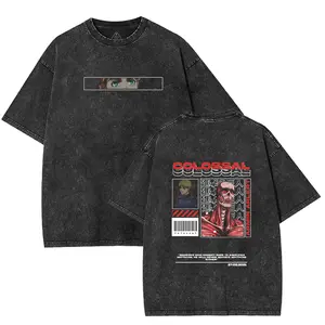 Colossal Titan Armin Arlert Double-Printed Vintage Washed Graphic Tee – Unisex Cotton Crew Neck Streetwear Anime Manga T-Shirt