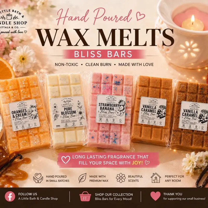 Luxury Bliss Bars Wax Melts | Hand-Poured Premium Soy Wax | Long-Lasting Home Fragrance Candle Scented
