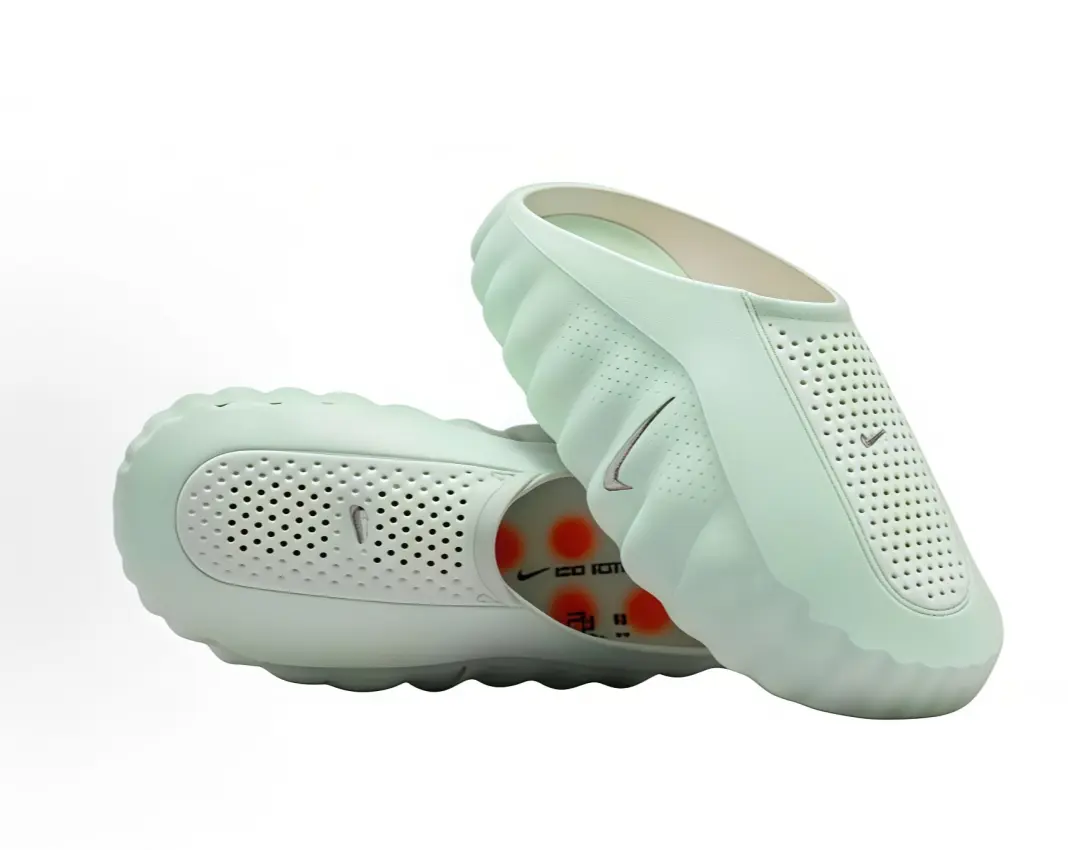 Fashion Hollow Perforated Closed Toe Clog Sandals, Light Mint Green Quick Dry EVA, Anti Slip Wavy Outsole, Versatile Slippers for Outdoor, Camping & Bathroom