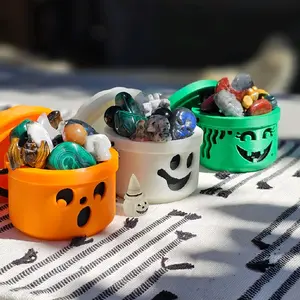 Crystal Scoop Filled Boo Buckets with Spooky Carvings, confetti and Glow in the Dark Figures Halloween