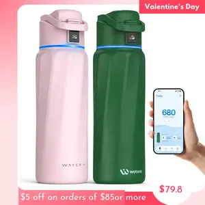 WATERH Boost Smart Water Bottle with APP - Insulated Stainless Steel Flask, Water Intake Tracker & Hydration Reminder, Portable Vacuum Thermal Cup, Wide Mouth Water Bottle for Travel & Gym,  , Free Christmas Sticker，Ideal Gift for Valentine's Day Gift