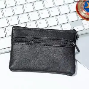 Mini Leather Coin Purse, Small Zipper Wallet for Men & Women, Key Holder Change Pouch