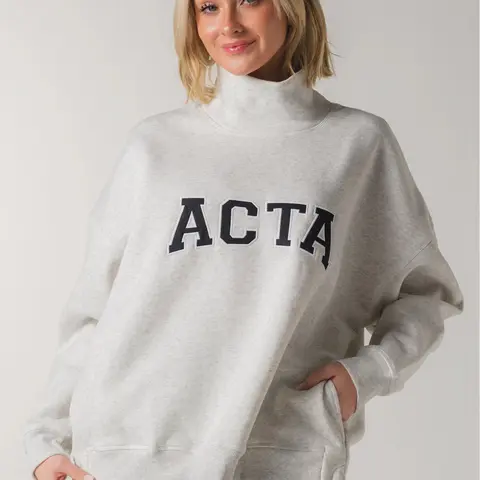 ACTA Essential Mock Neck - Cozy Oversized Casual Sweatshirt with High Neckline & Ribbed Cuffs for Layering