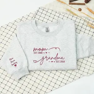 Custom Embroidered Sweatshirt From Mom to Grandma With Kids Names – Mom Gift Mother's Day, Birthday, Christmas