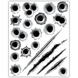 Holes Stickers Decals  3D Fade Funny Lifelike Automotive  Hood Front Cover Decorations Accessories  Door Horrifying Protective Seal 11.4''x9''