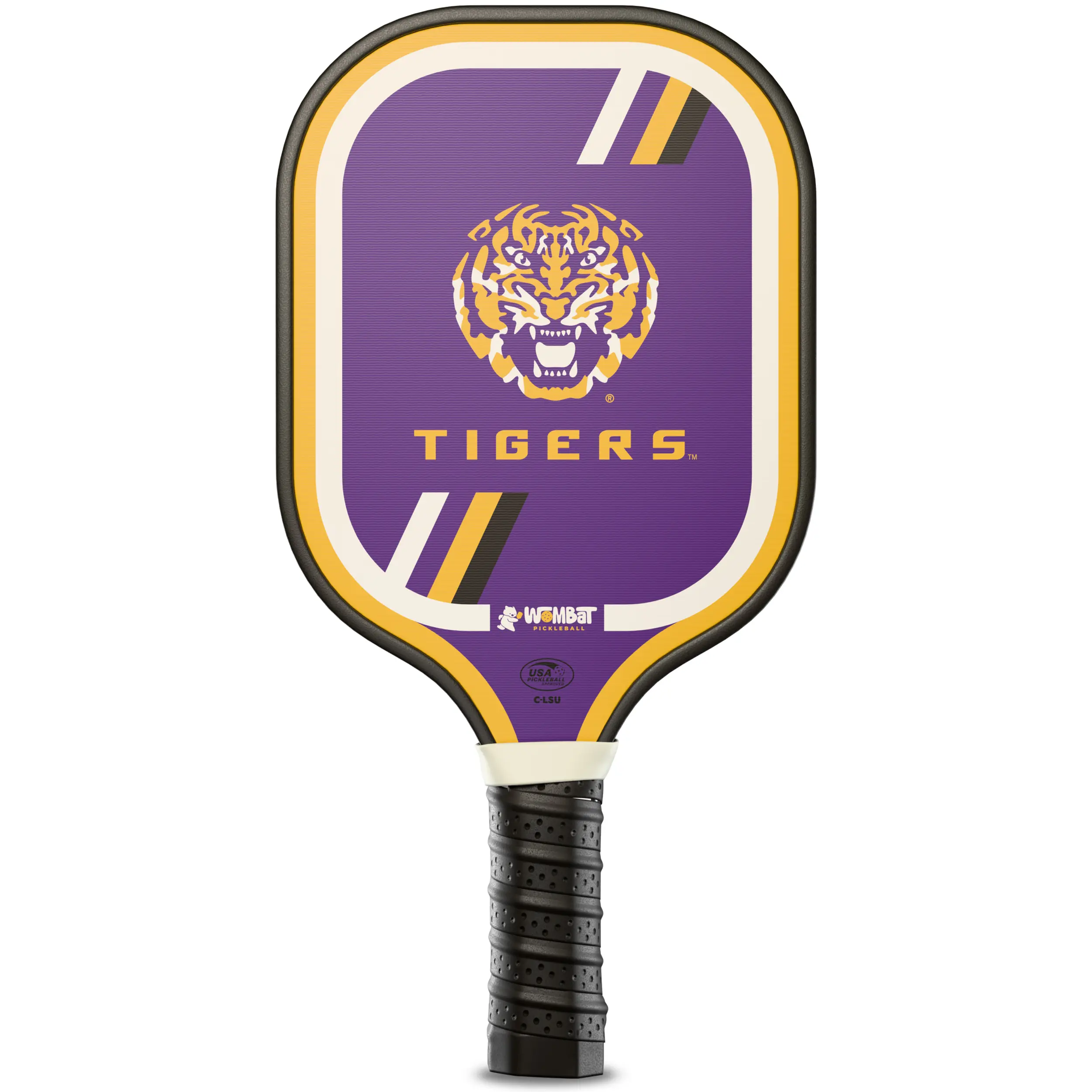 Wombat Pickleball – LSU Pickleball Racquet – Micro-Textured Fiberglass Face, 16mm Honeycomb Core, Cold-Press, 8.8 oz, Reinforced Edge